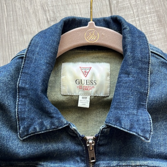 Guess dark wash denim stretch jean jacket M - Picture 2 of 7